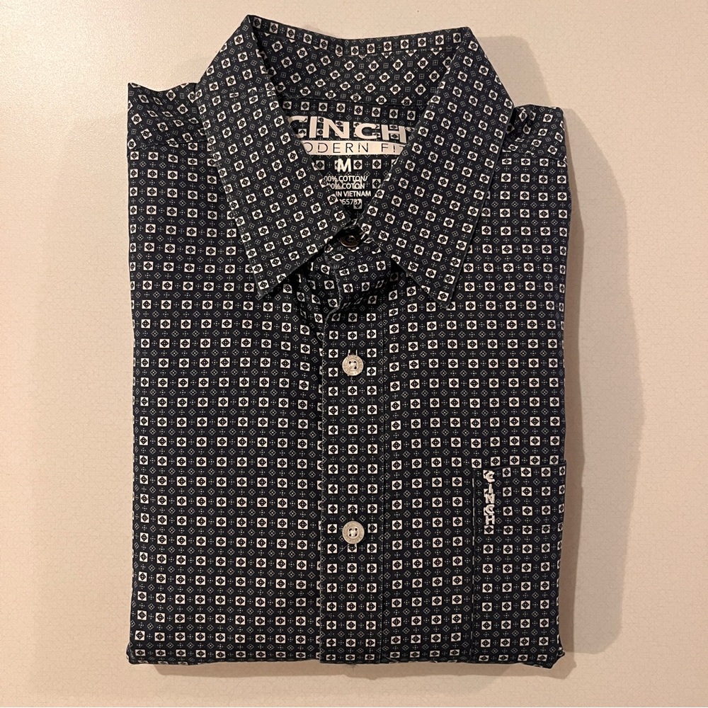 Cinch Men's Modern Fit Diamond Pattern Shirt - Blue